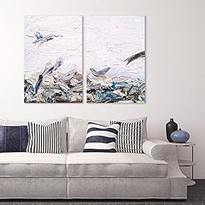 2 Panel Abstract Thick Oil Painting Bruch Stokes...