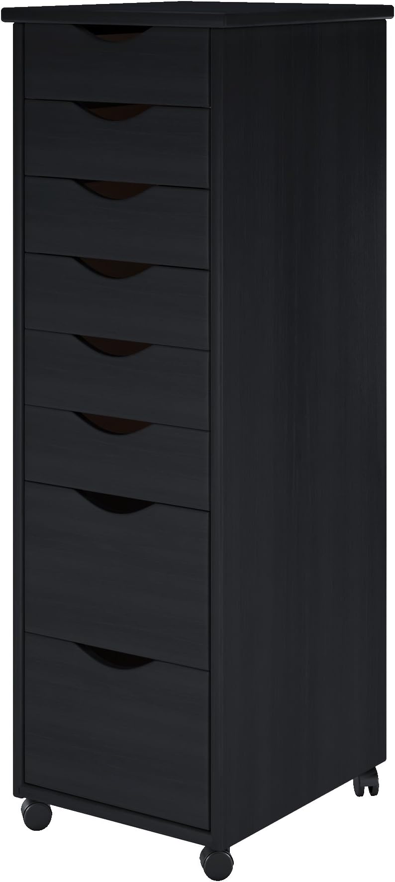 ADEPTUS 8 Drawer Wide Roll Cart Solid Wood, Black