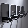 Taozun Black Towel Hooks - 4 Pack Stainless Steel Wall Hooks Rustproof and Oil Proof for Kitchen Bathroom