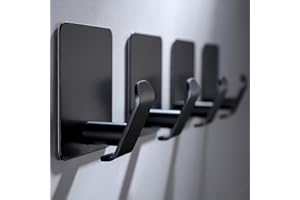Taozun Black Towel Hooks - 4 Pack Stainless Steel Wall Hooks Rustproof and Oil Proof for Kitchen Bathroom