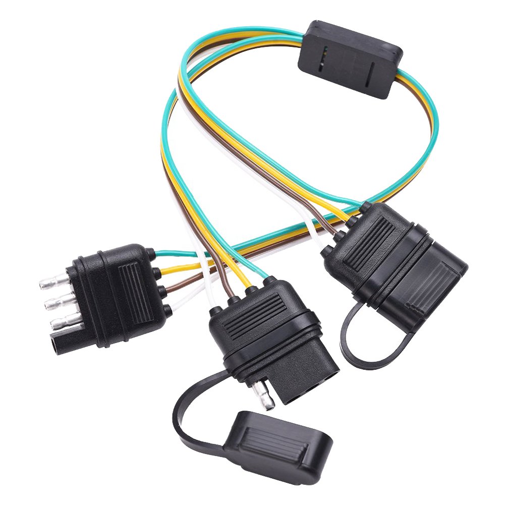 QUNQI STAR Trailer Wire Harness 4 Pin 4 Way Flat YSplitter Adapter Trailer Harness with CAPS