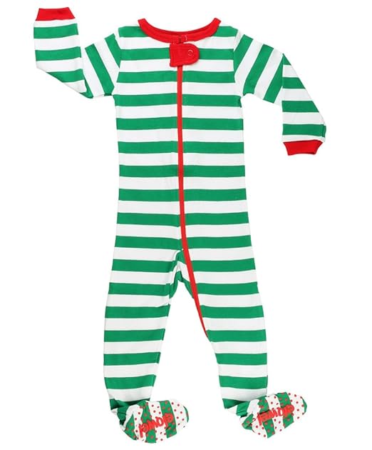 Elowel Unisex Baby Mädchen Und Jungen Weihnachten Gestreift-Design Schlafanzug Strampler 100% Baumwolle (Größe 6 M-5 Jahre)