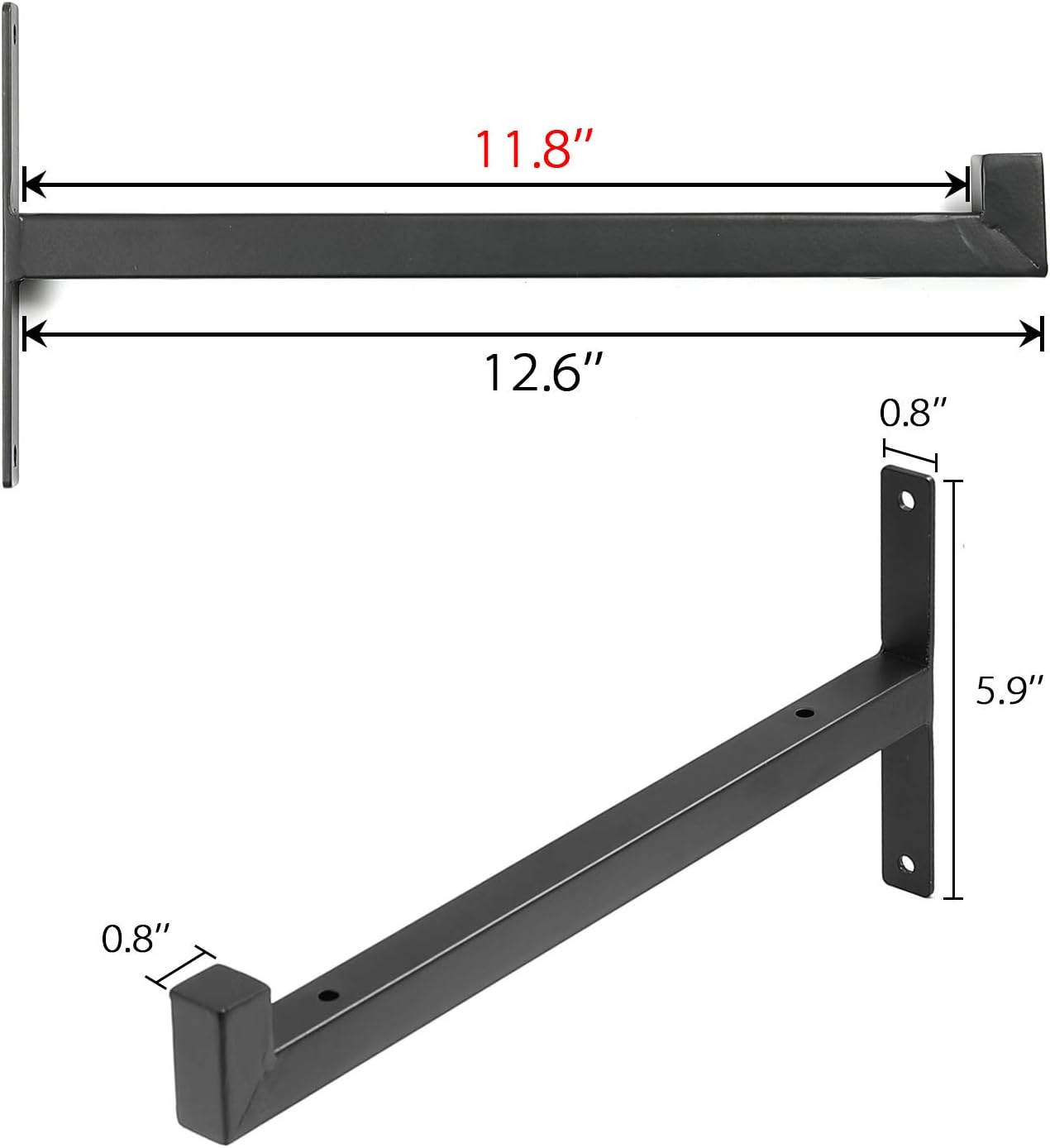12 Inch Shelf Brackets with Lip, Heavy Duty Black Metal Industrial Shelving Bracket, Wall Mounted Rustic Farmhouse Iron Floating Support for DIY Open Shelves, Set of 4: Home Improvement