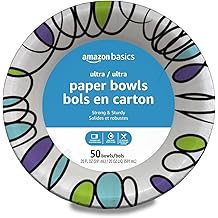 Amazon Basics Ultra Paper Bowls, 20 Oz, Disposable, 50 Count, White (1 pack of 50)
