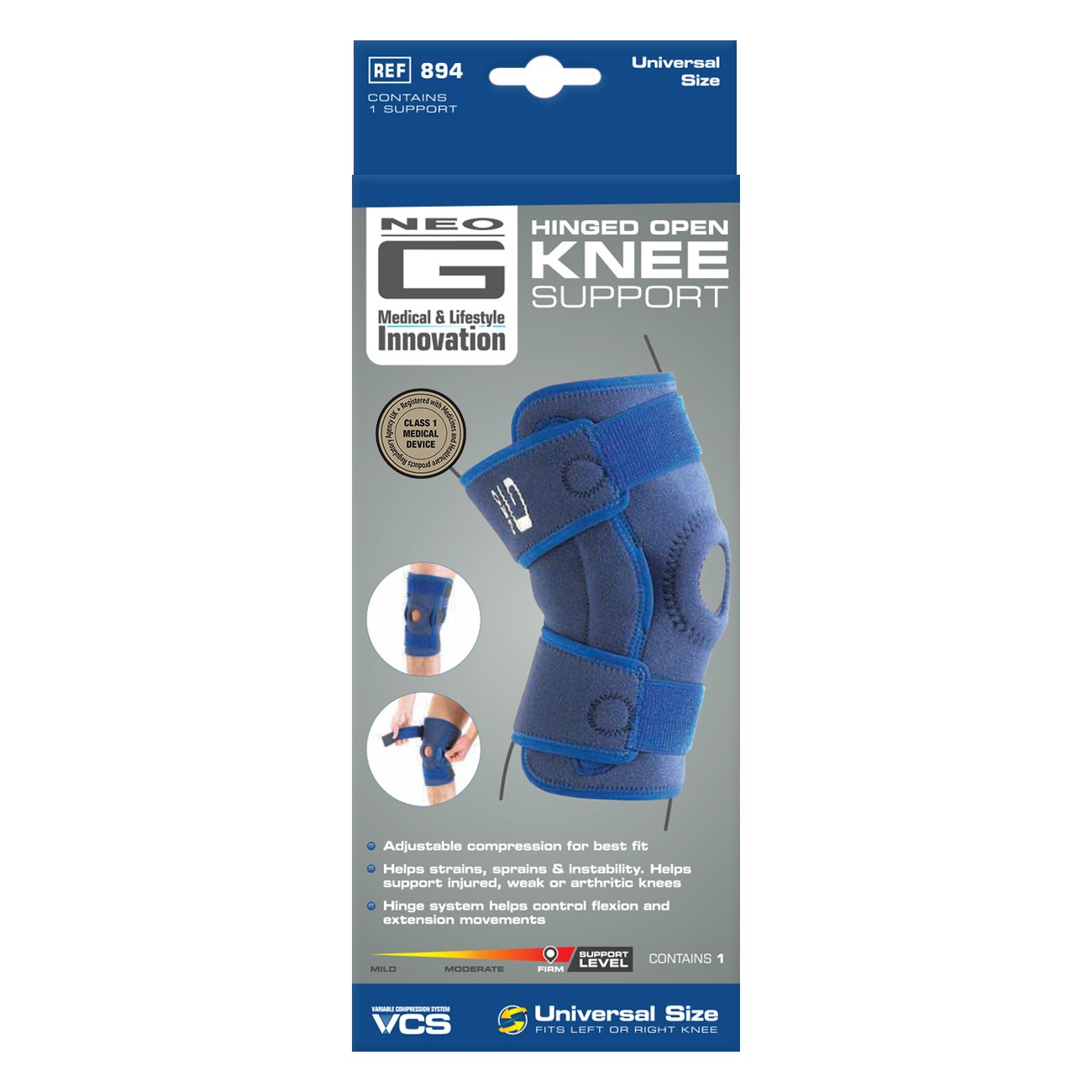 Neo G Knee Brace, Hinged Open Patella Side Hinges Support for ACL