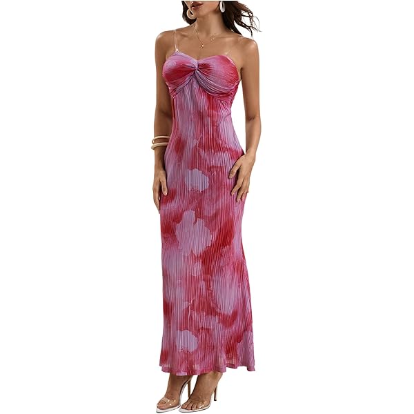 Verdusa Women's Floral Ruched Strapless Maxi Dress - Boho Fishtail Bodycon Summer Dress