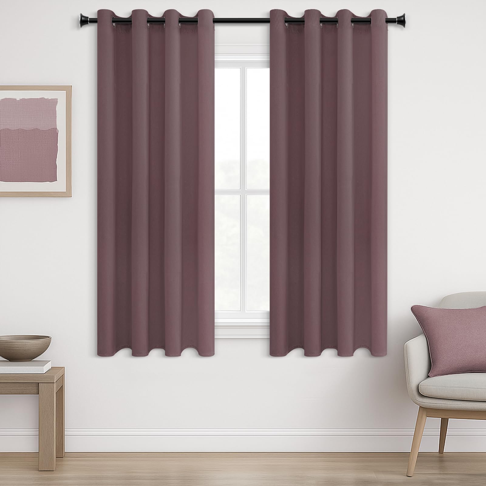 MRTREES Blackout Curtains Bedroom 54 Drop 2 Panels Blush Pink Eyelet Thermal Curtain for Living Room Soft Texture Window Treatments for Kids 46x54 Inch 117x137 CM — image 1