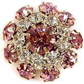 Craftisum 10 pcs Fancy Pink Mix Color Rhinestones Sewing Metal Shank Buttons for Coats -22mm -8/9"