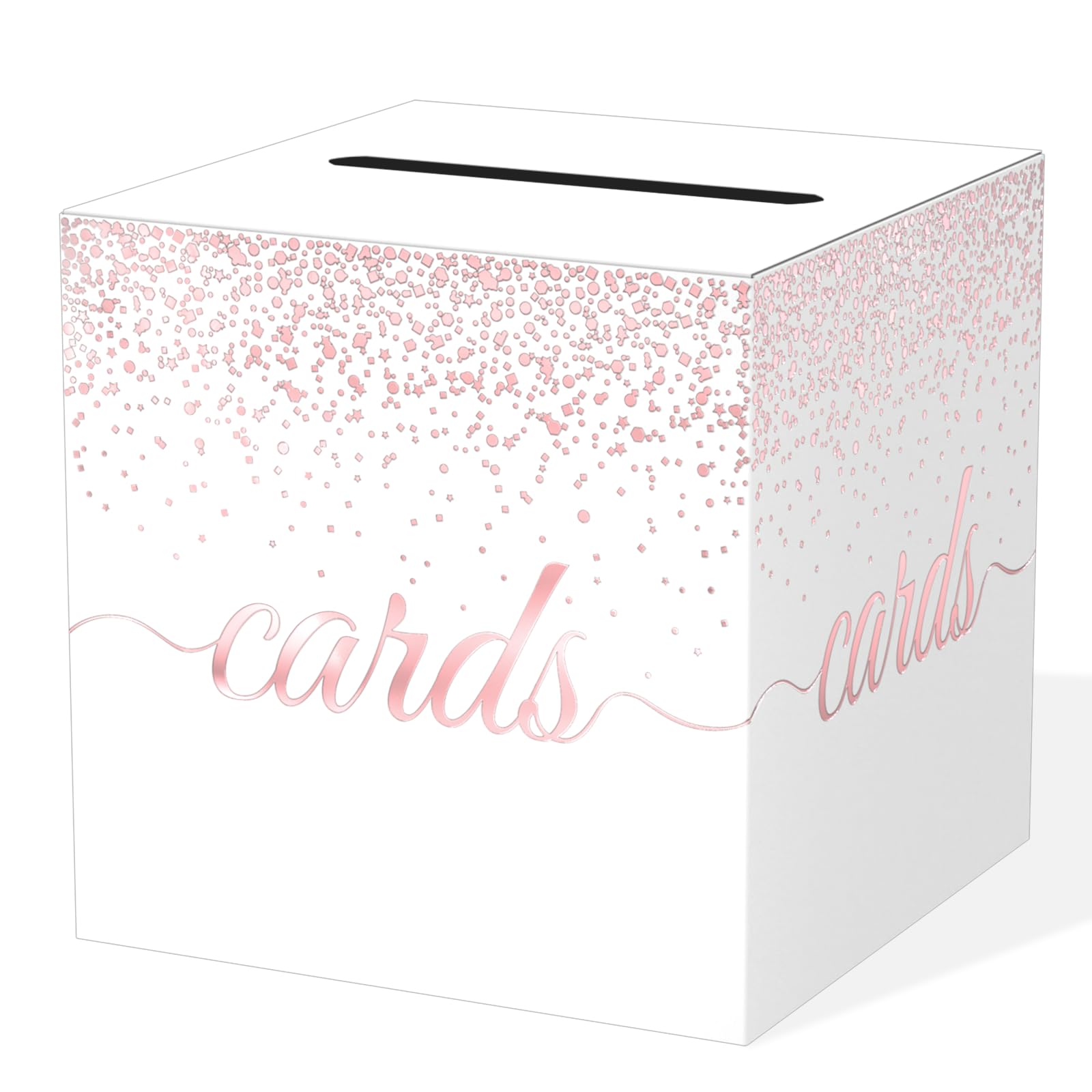 WNINK White Card Box with Rose Foil Design, Cards Receiving Box For Birthday, Wedding, Bridal or Baby Shower, Graduation, Anniversaries,Engagement Party Decorations Supplies