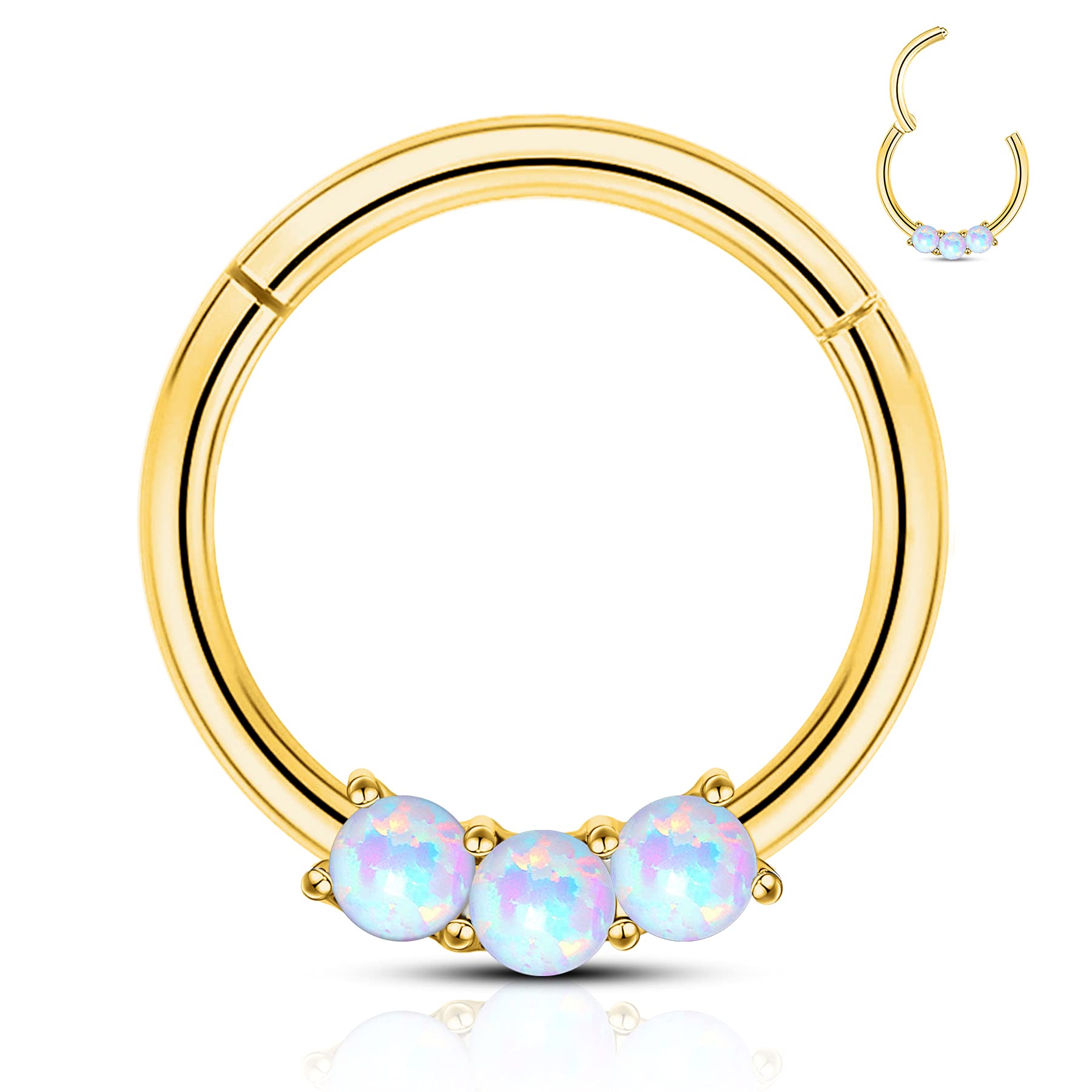 CM Crareesi Mania OPAL Daith Piercing Jewelry Gold 16G Helix Earrings Cute Cartilage Earring Hoop 10mm Stainless Steel Septum Piercing Rings