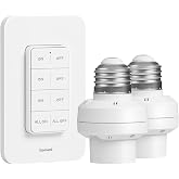 Remote Control Light Bulb Socket, 200FT Long Range Wireless Light Switch | Remote Light Socket for Pull Chain Light Fixture, No Wiring Needed (1 Wall Mounted Switch and 2 Sockets)