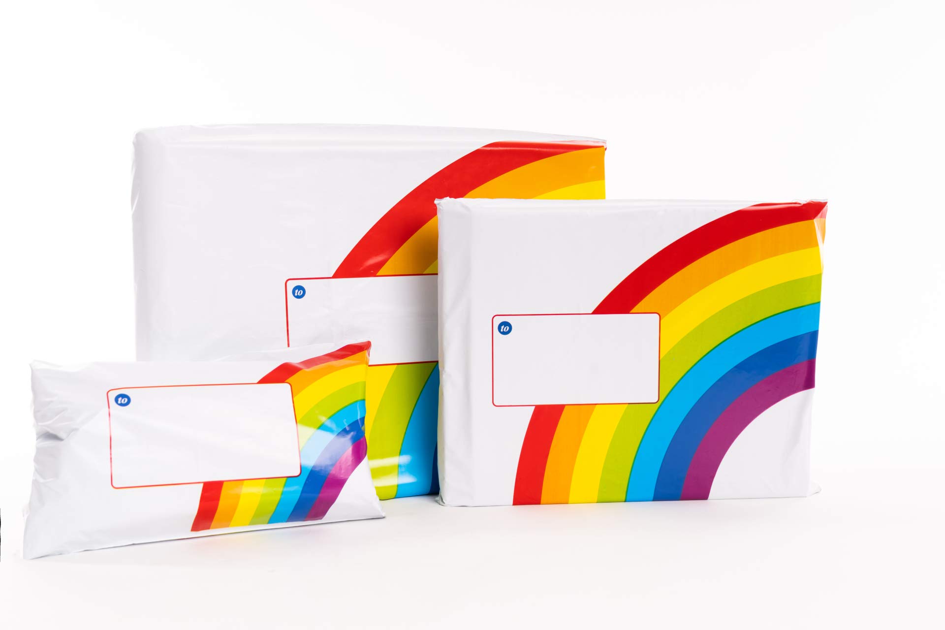 100 Printed Rainbow Design Plastic Mailing Mail Post Postage Bags (10" x 14")