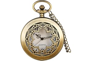 Fogitbok Vintage Quartz Pocket Watches for Men with Chains Pendant Pocket Watch Women’s Necklace Watches Unique Designs with Box