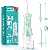 COSLUS Water Dental Flosser Pick for Teeth C30(FC5360): 4 Modes Cordless Portable 300ML Larger Tank Water Teeth Cleaner IPX7 