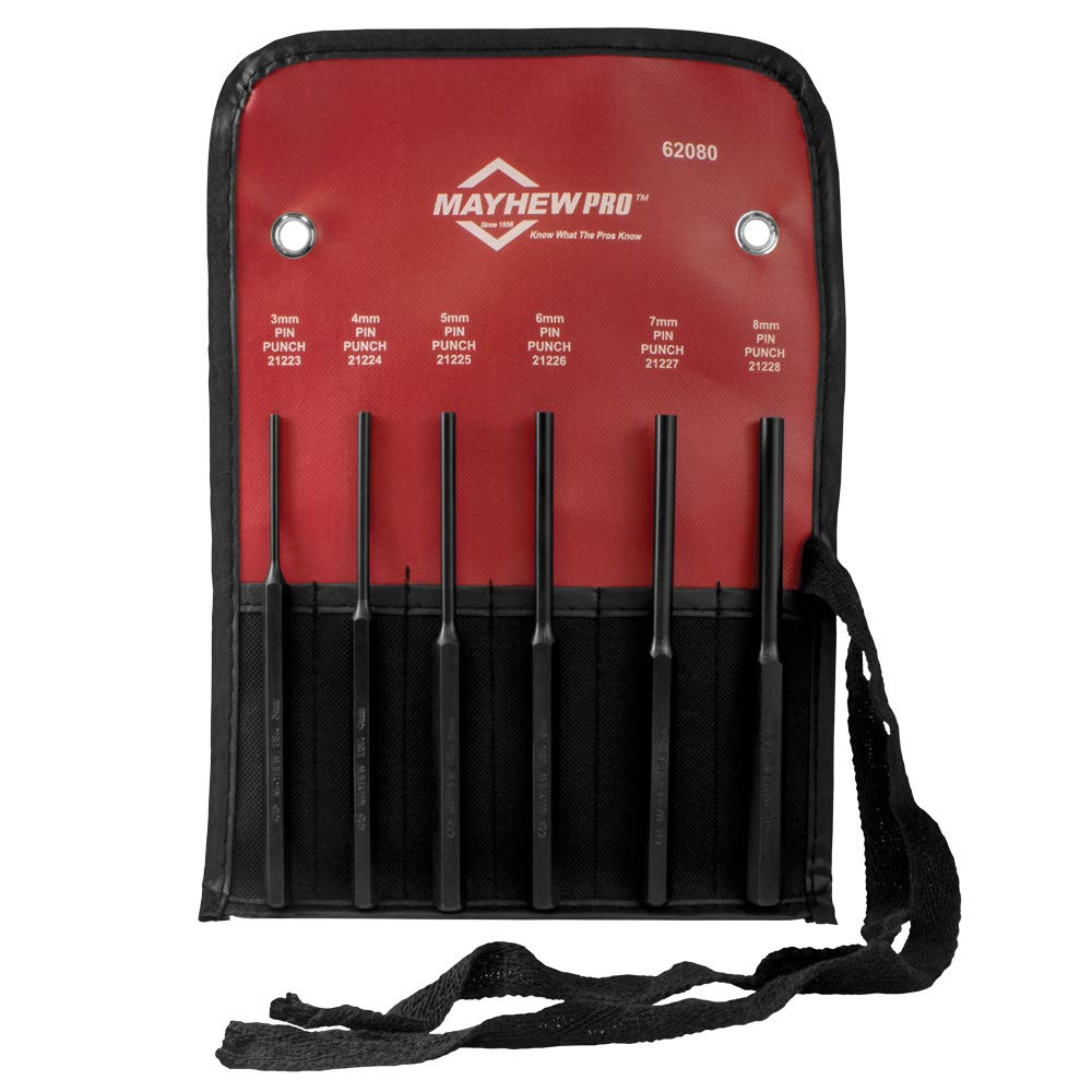 Mayhew Pro 62080 Metric Pin Punch Kit, 6-Piece