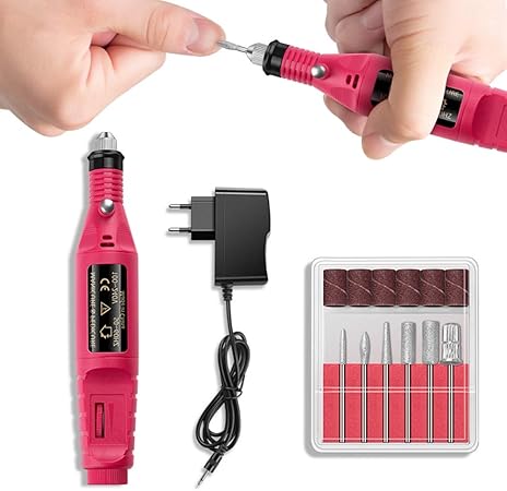 Amazon Co Jp 電動爪切り 電動ネイルケア セット電動ネイルファイルアタッチメント6種類付き 米国の規制ローズレッド ビューティー