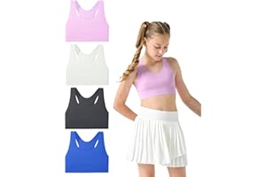 Sascina Girls Training Bras 7-12 Seamless First Bra Racerback Sports Bras - No Pads, Chest Double Lined