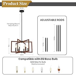 MeiShiDeng 22" Farmhouse Chandeliers for Dining