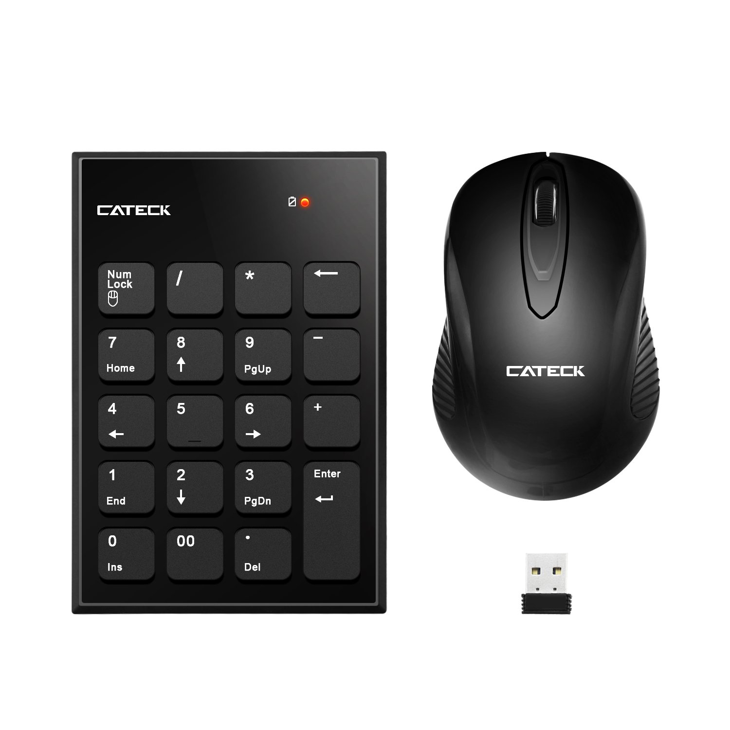 Numeric Keypad & Mouse Combo, Cateck 2.4G Wireless Mini USB Number Pad Keyboard and Mouse Combo with USB Receiver for Laptop Desktop PC Notebook- Just One USB Receiver