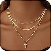Nancomy Layered Gold Cross Necklaces for Women, Stack Stackable 14K Gold/Silver Plated Cubic Zirconia Pendant Necklace Set Dainty Choker Layering Necklaces for Women Faith Jewelry Religious Gift