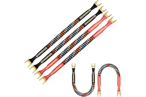 UCINNOVATE 4 x HiFi OFC Speaker Jumper Cable with Spade, 21cm Speaker Cable Bridge Bi-Wire Speaker Jumper Plates, 11AWG Cable