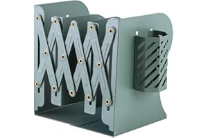 JIARI Adjustable Bookends Book Ends Stand Holder Book Storage Rack Shelf Bookend Desktop Desk Book Organizer with 1pcs Pen Holder (Green)
