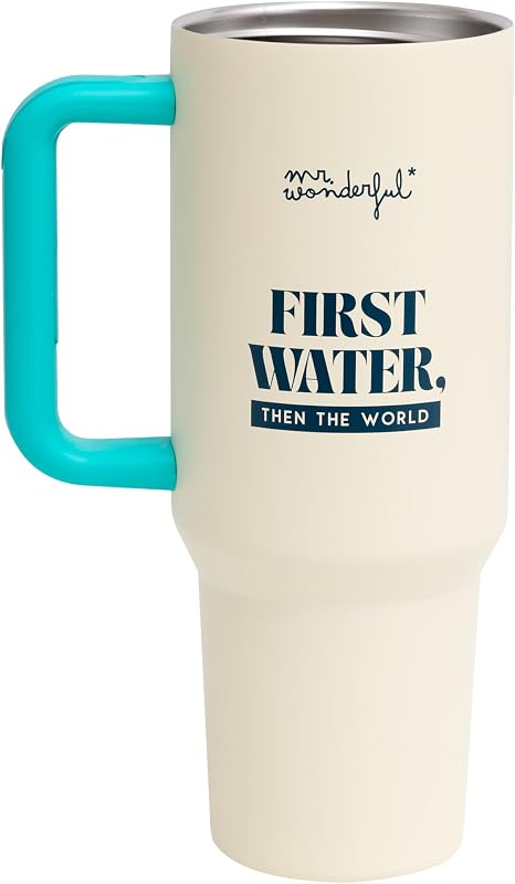 - Copo térmico térmico para retirar 1,2 litros - Primeiro água, depois o mundo - Copo de aço inoxidável de parede dupla - Mantém o calor e o frio - 1,2 litros