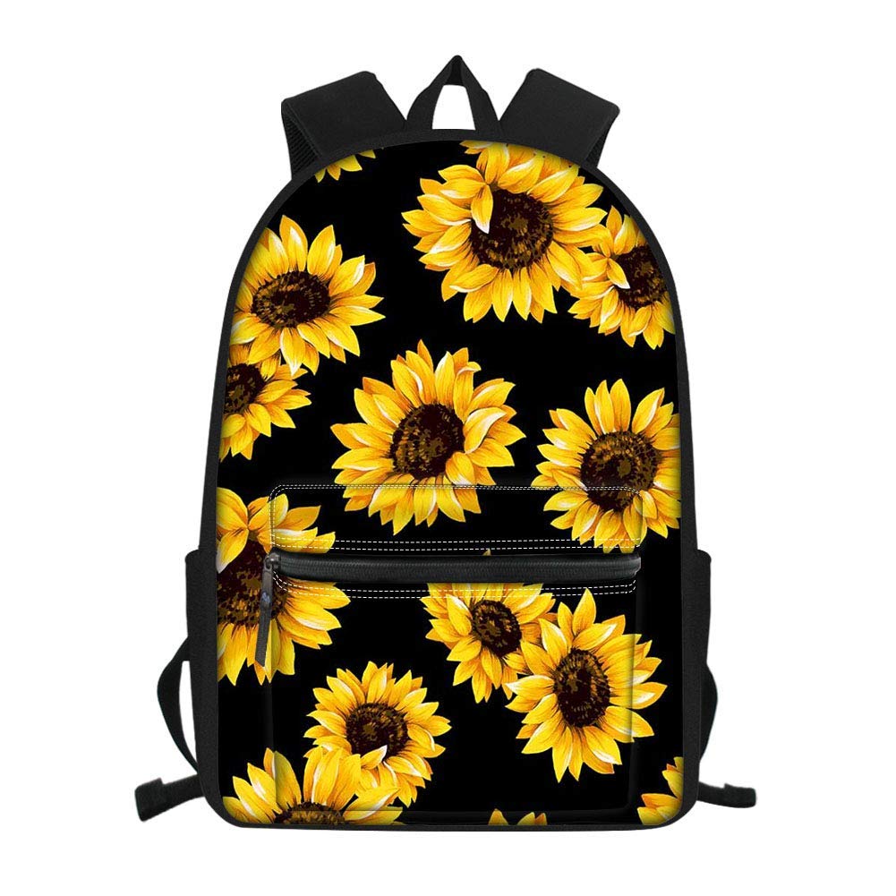 Coloranimal Fashion Sunflower Pattern Children School Bookbag Multifunctional Travel Daypack Laptop Computer Backpacks