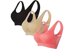 3 Pack Sports Bras for Women Breathable Plus Size Anti-Sagging Breasts Wireless Bra Comfort Padded Push Up Bralettes