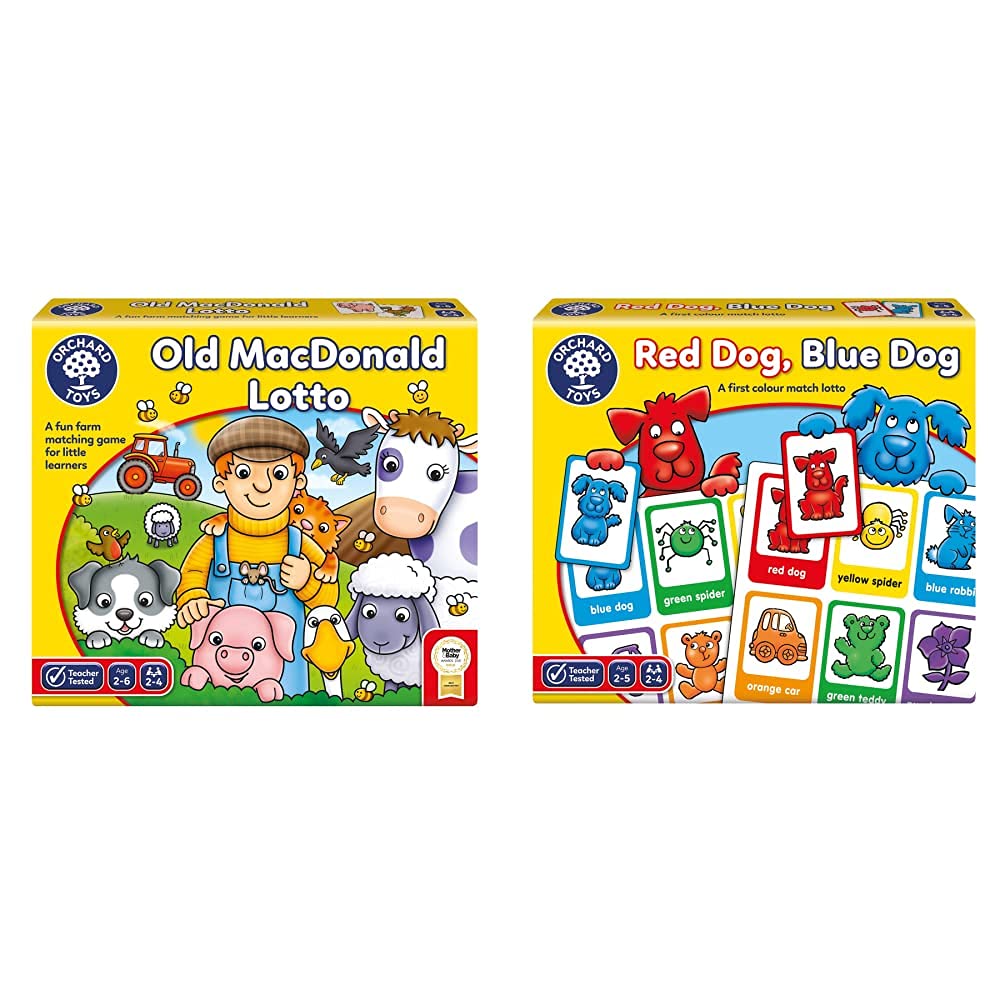Orchard Toys Old Macdonald Lotto Game & Red Dog Blue Dog Lotto Game