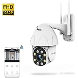 TOURALLE Security Camera Outdoor, 1080P WiFi Home Surveillance Camera with Phone App, PTZ IP Camera, Night Vision, IP65 Water