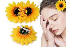 6PCS Yellow 3.9''Sunflower Hawaii Hair Alligator Clips Hairpin Clamp Hair Holder Barrettes Styling Accessories for Party Beac