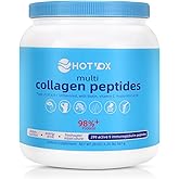 Hotvox Multi Collagen Peptides Powder | Grass Fed | Type I II III V X & Vitamin C and Hyaluronic Acid | Nutritional Supplements for Hair, Nail, Skin, Bone & Joint Health |Unflavored, 20 oz