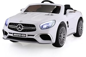 TOBBI Licensed Mercedes Benz Electric Car for Kids, Toddler Electric Vehicle, Children Ride On Toy with Parental Remote Control/Double Doors/5 Point Safety Belt/LED Lights for Ages 3-6-White