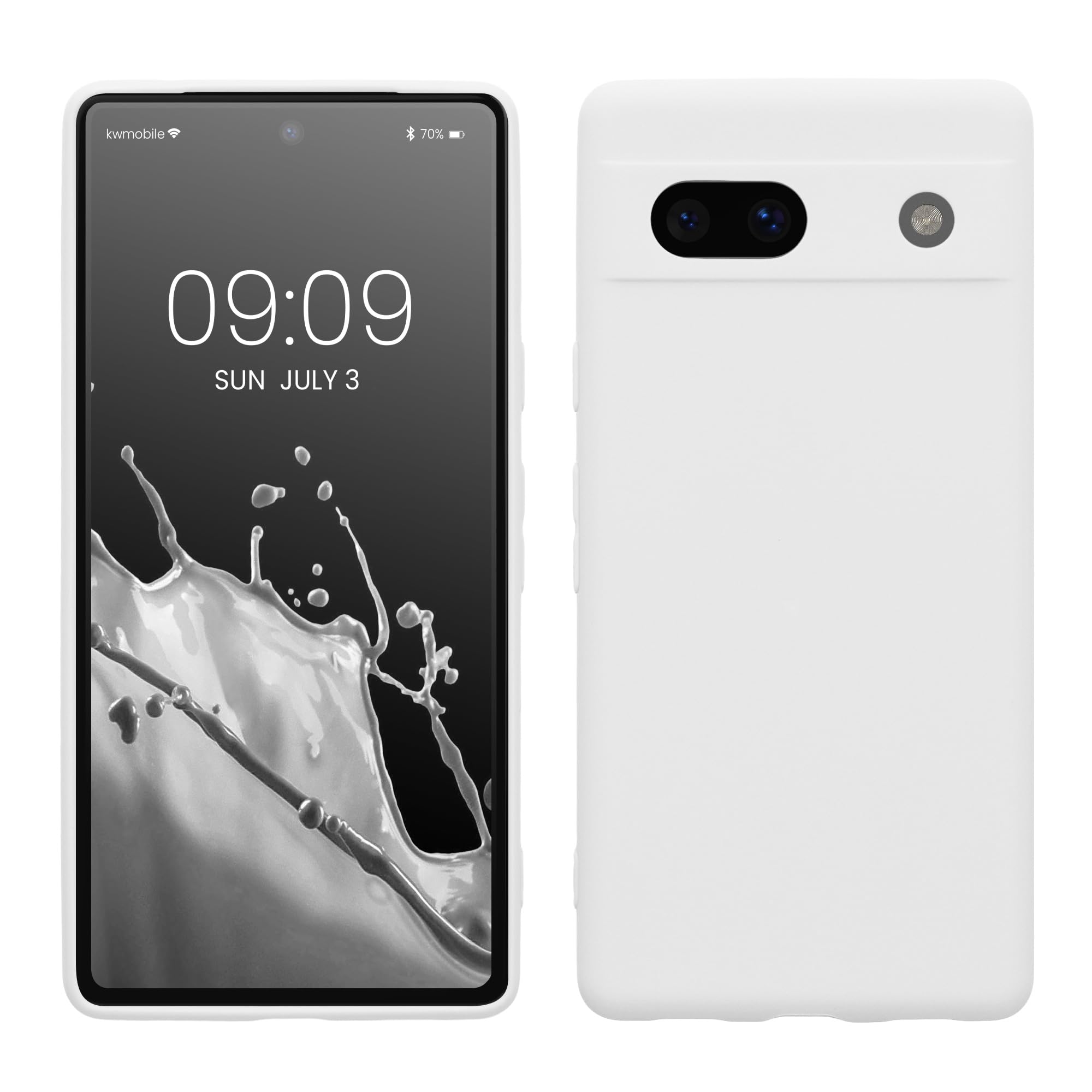 kwmobile Case for Google Pixel 7a Case - Protective Slim TPU Phone Cover - Soft Matte Finish - White Matte — image 1