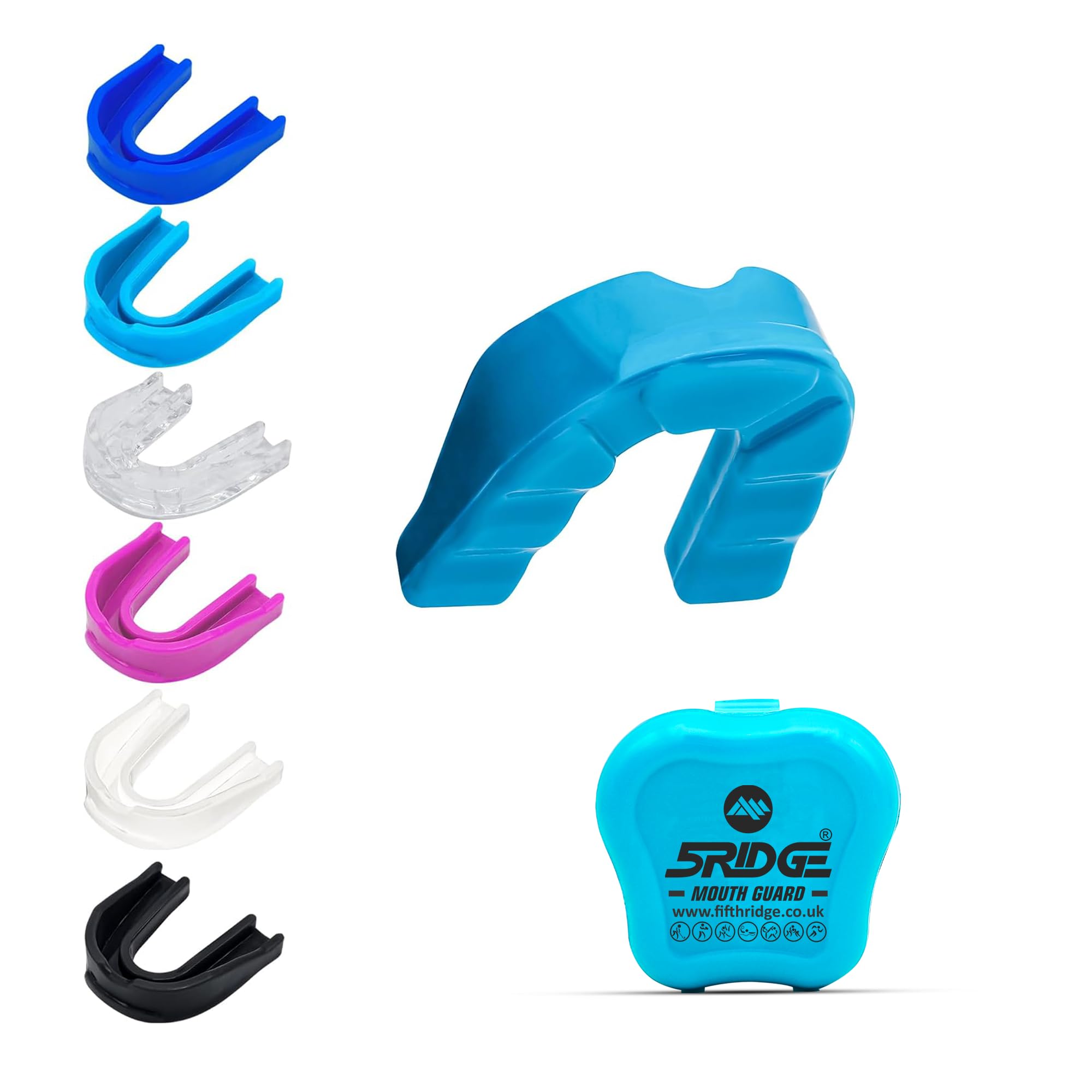 Mouth Guard - Slim Fit Sports Mouth Guard with Case - Gum Shield for Protection in Contact Sports - Durable Boxing, MMA, Judo, Karate, Rugby, Hockey, Football Mouthguard (Baby Blue, Youth Under 10)