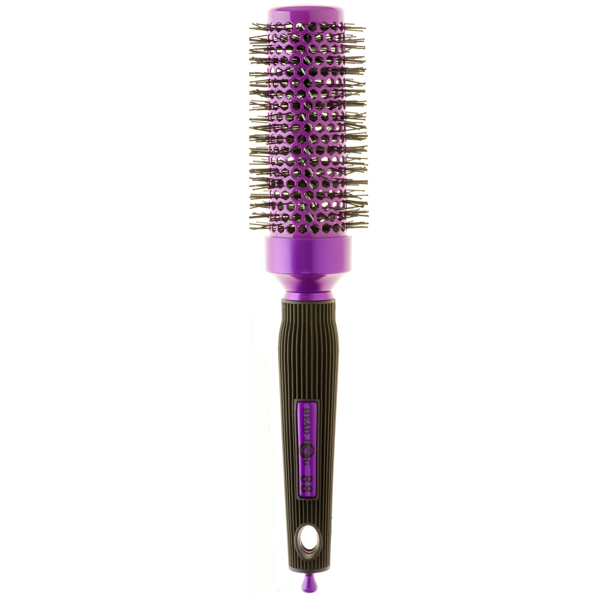 Head Jog 88 Purple Radial Brush. Ceramic Coating Barrel with Nylon Bristle & Rubber Handle. Lightweight & Durable Hair Brush for Hairdressing. Reduce Frizz for Healthy Looking Hair. (33mm)