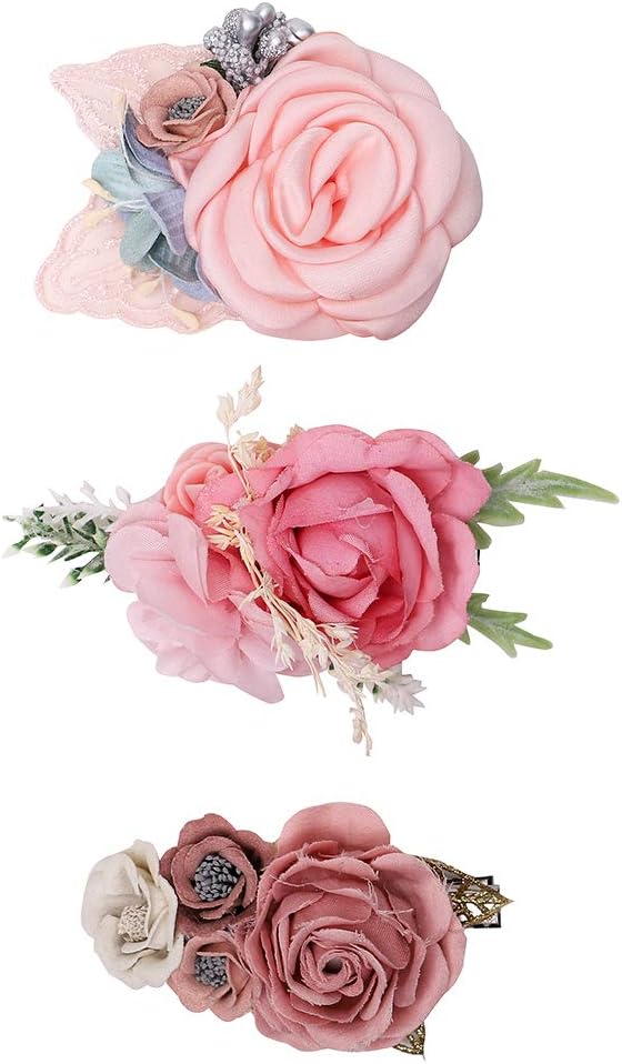 Flower Hair Clip Set-BEAMIO Floral Hair Bow Boutique Alligator Clip For Girls Babies Toddlers Teens Gifts (small hair clips)