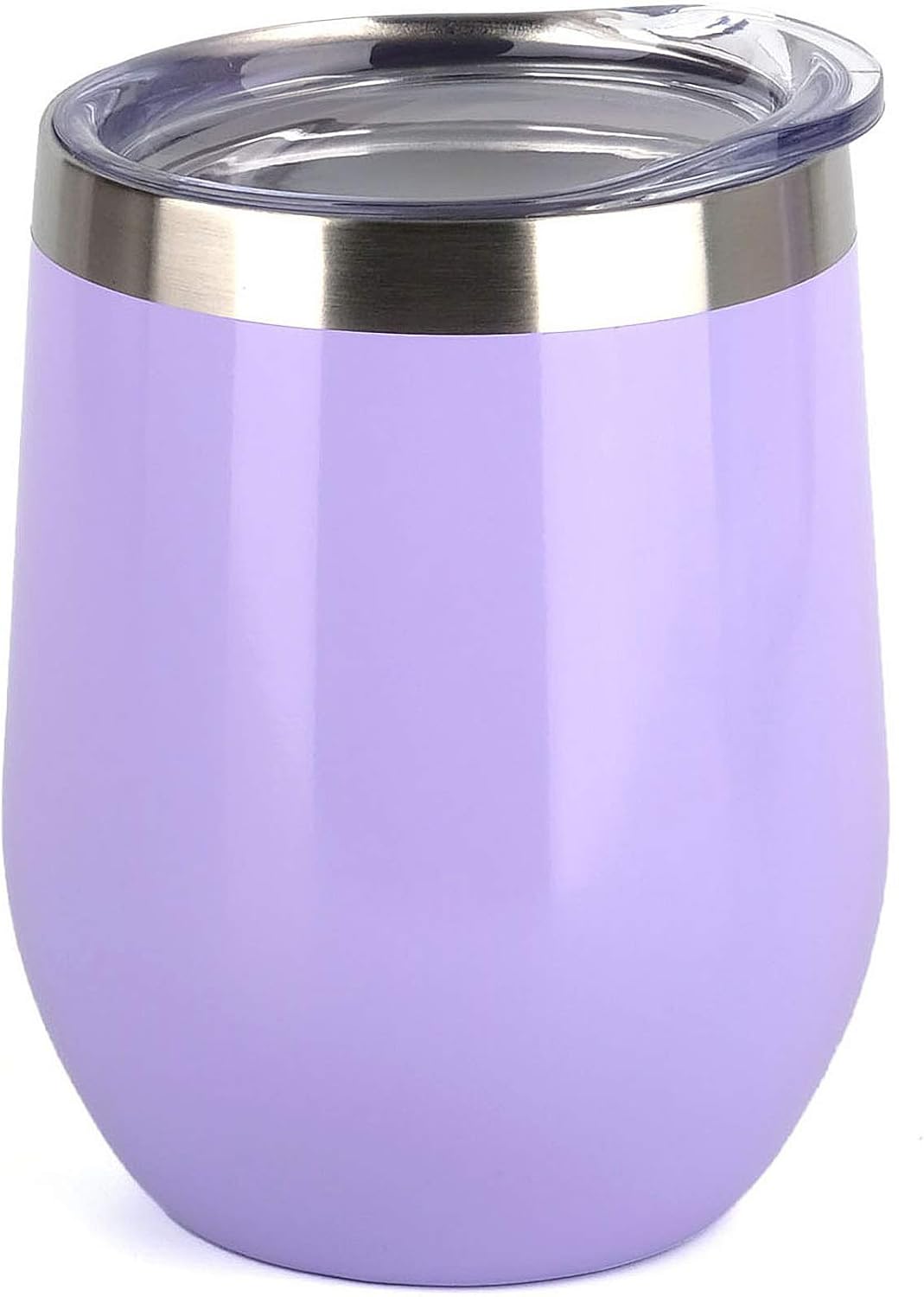 SUNWILL Insulated Wine Tumbler with Lid (Lavender), Stemless Stainless Steel Insulated Wine Glass 12oz, Double Wall Durable Coffee Mug, for Champaign, Cocktail, Beer, Office use