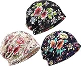 Ababalaya Women's Elegant Floral Lace Turban Cap Chemo Cancer Beanie Cap Nightcap