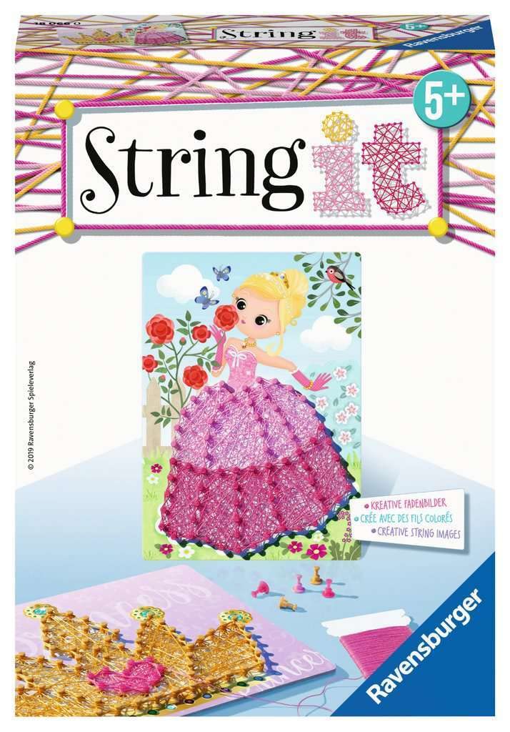 Ravensburger 18066 String it Mini Pink Princess - Creative String Pictures with Romantic Princess and Crown for Children from 5 Years