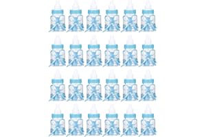 AGATIGE 24PCS Baby Bottle Shower Favors Set, Plastic Candy Box Favor Boxes Mini Fillable Candy Bottle Decorations for Boy Girl Baby Shower Birthday Party