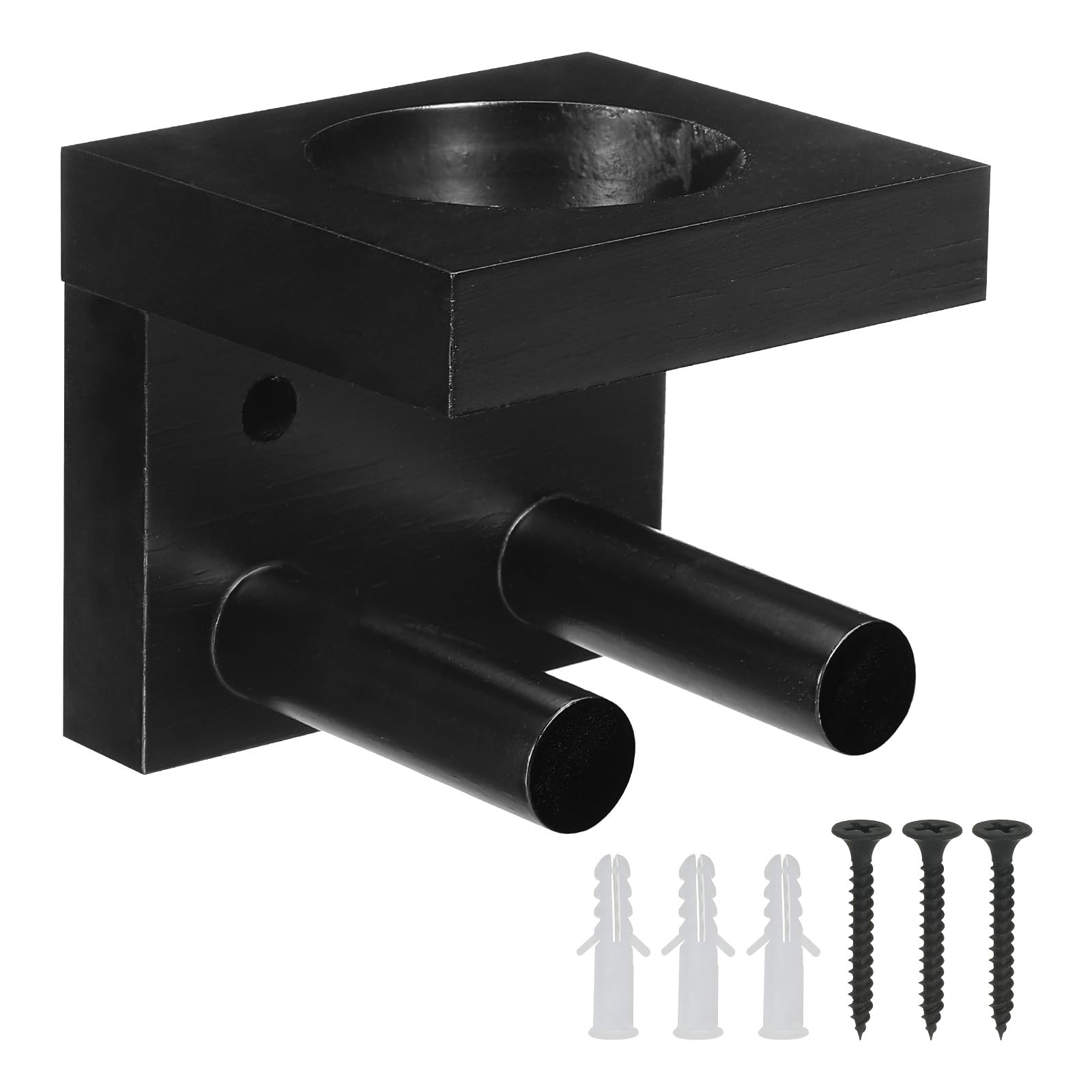 PATIKIL Baseball Bat Holder, Baseball Wall Mount Bat Holder Sports Display Wall Mount Softball Storage Hockey Stick by Wood, Black