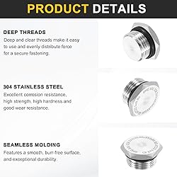 HARFINGTON 4pcs 304 Stainless Steel Pipe Plug