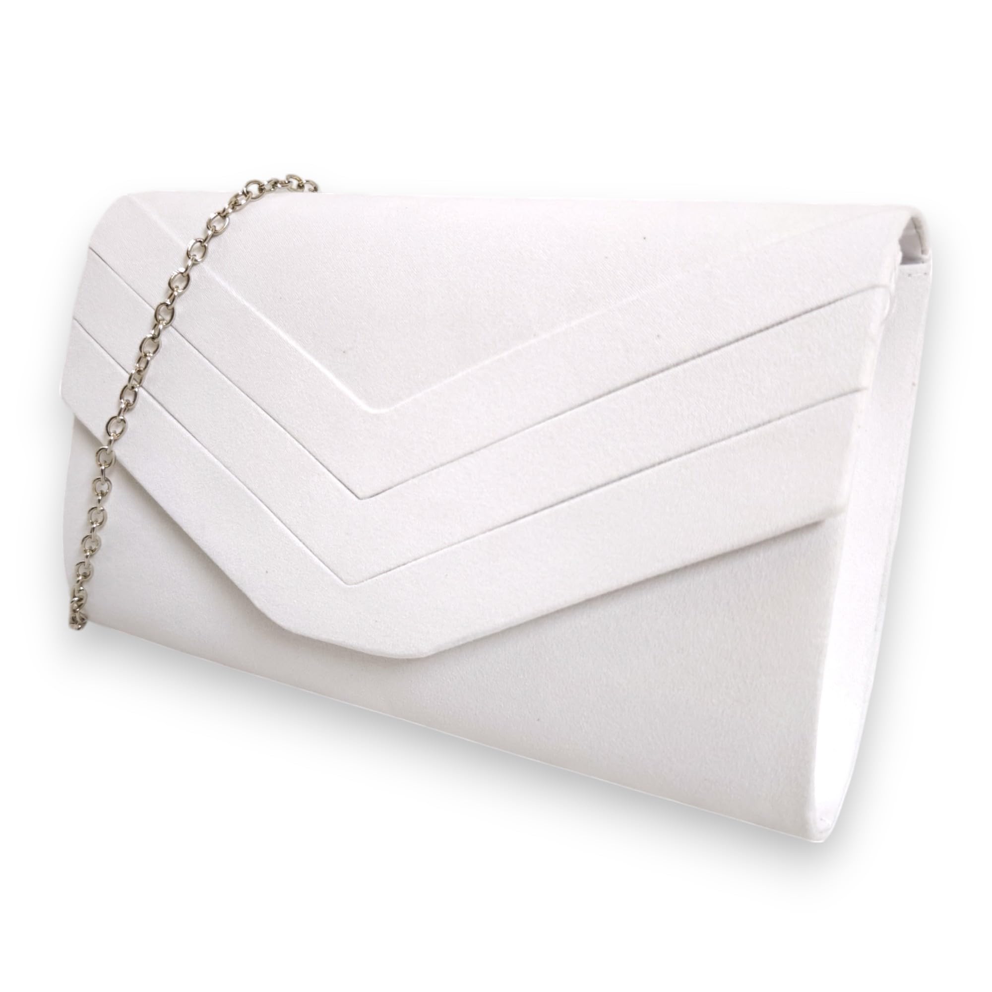 fi9 Women's Stylish Suede Envelop Style Bridal Wedding Evening Clutch Party Purse Hand Bag (White)