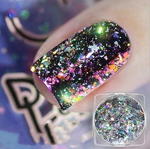 0.2g box Aurora Galaxy Holo Flakes Nail Arts Powder Chrome Laser Holographic Flakes Nails Accessories Products Cattie Girl DIY Manicure (3 Colors)