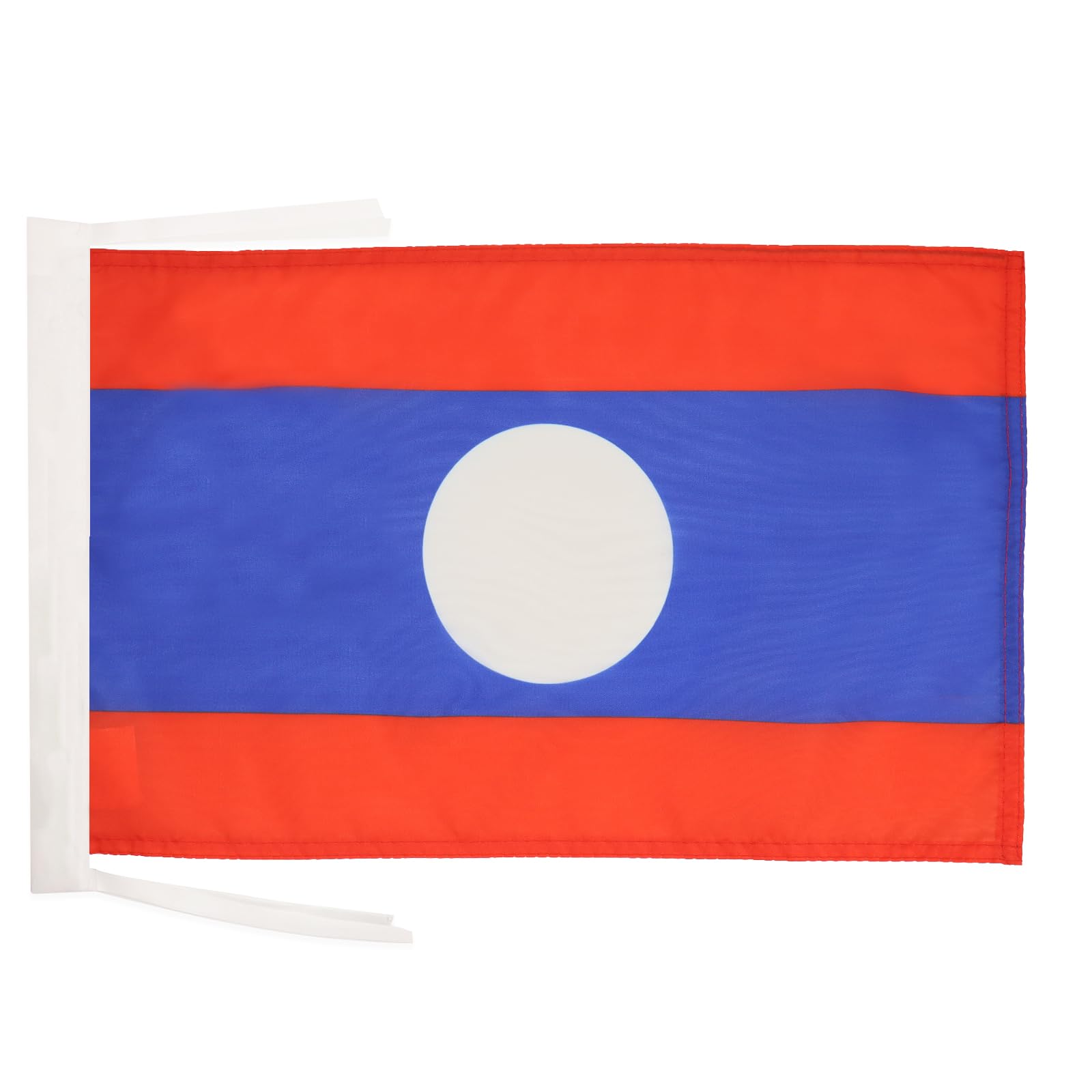 AZ FLAG - Laos Flag - 18'' x 12'' - 100% Polyester Laotian Small Banner with Two Cords - Fade Resistant - Vivid Colors - 18x12 in - 45x30 Cm — image 1