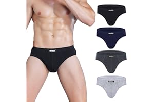 wirarpa Men's 100 Cotton Briefs Underwear No Fly Covered Waistband 4 Pack
