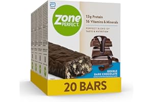 ZONE PERFECT ZonePerfect Protein Bars, 12g Protein, 18 Vitamins & Minerals, Nutritious Snack Bar, Double Dark Chocolate, 20 Bars
