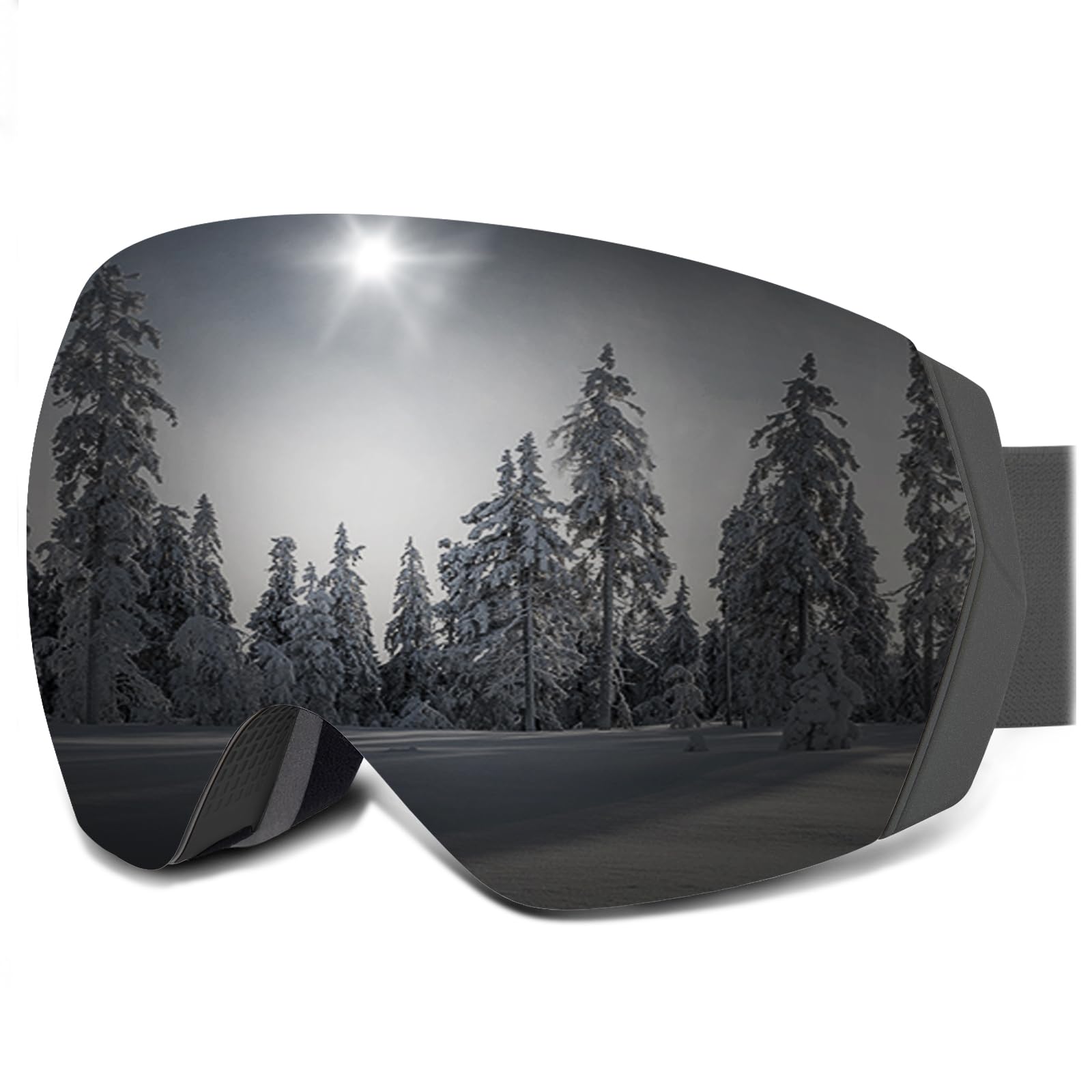 CARFIA OTG Ski Goggles for Womens Men Youths Over Glasses Compatible Helmet 100% UV Protection Anti-Fog for Snow Skiing Snowboarding Goggles with Detachable Lens and Anti-Slip Straps